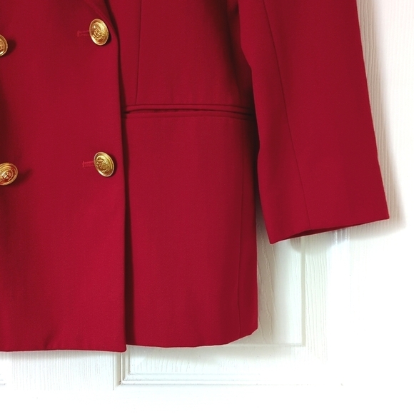 Liz Claiborne 90's Vintage Classic Wool Double Breasted Blazer Jacket Red 4P - Picture 9 of 12